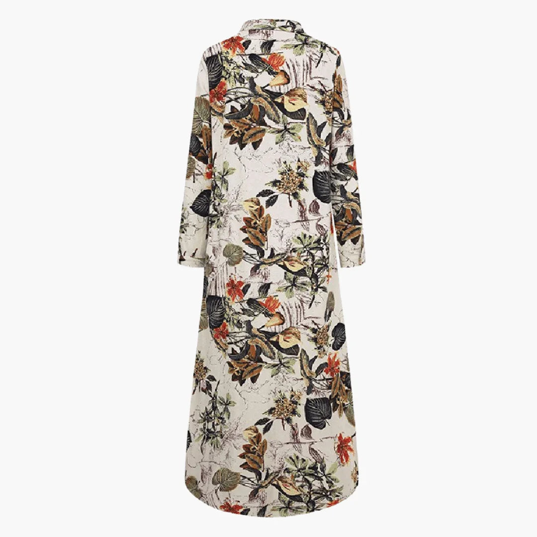 Bela Women's Maxi Jurk | Bloemenprint, Knoopsluiting, Zomer 1