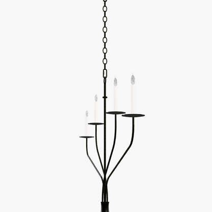 Minimalistische Kroonluchter met Slanke Armen en Kaarsvormige Fittingen – Moderne Design Hanglamp in Messing, Zwart of Nikkel