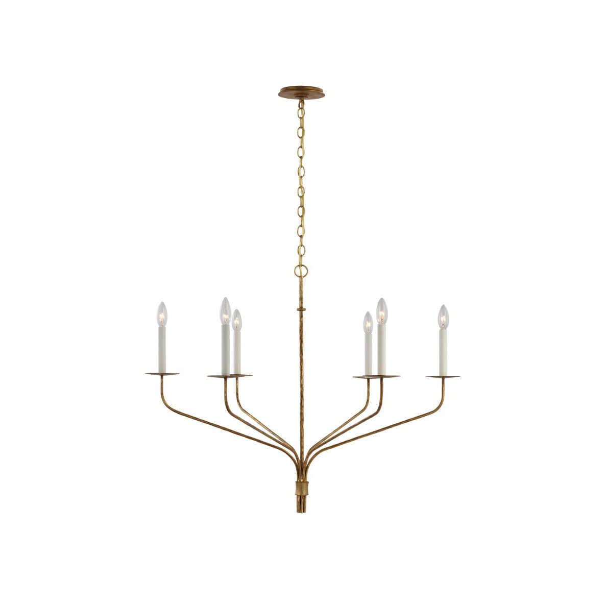 Minimalistische Kroonluchter met Slanke Armen en Kaarsvormige Fittingen – Moderne Design Hanglamp in Messing, Zwart of Nikkel