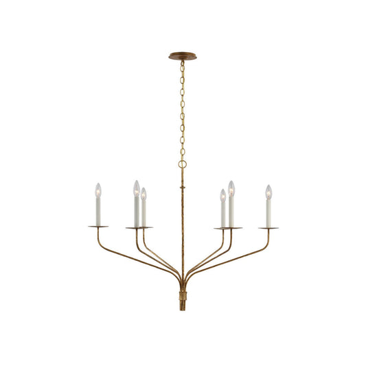 Minimalistische Kroonluchter met Slanke Armen en Kaarsvormige Fittingen – Moderne Design Hanglamp in Messing, Zwart of Nikkel
