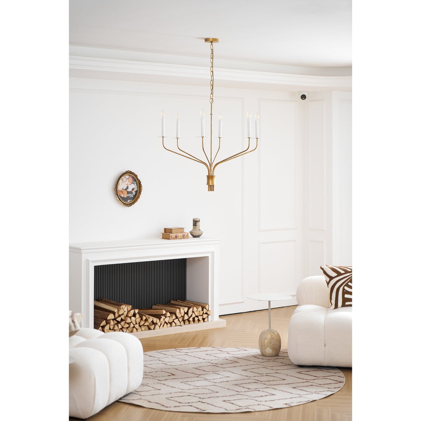 Minimalistische Kroonluchter met Slanke Armen en Kaarsvormige Fittingen – Moderne Design Hanglamp in Messing, Zwart of Nikkel