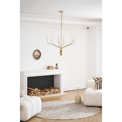 Minimalistische Kroonluchter met Slanke Armen en Kaarsvormige Fittingen – Moderne Design Hanglamp in Messing, Zwart of Nikkel