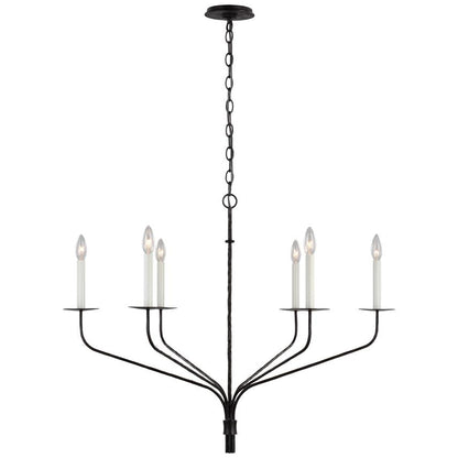 Minimalistische Kroonluchter met Slanke Armen en Kaarsvormige Fittingen – Moderne Design Hanglamp in Messing, Zwart of Nikkel