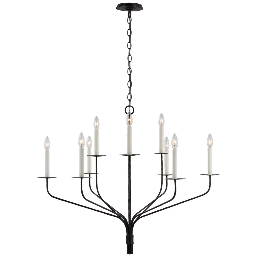 Minimalistische Kroonluchter met Slanke Armen en Kaarsvormige Fittingen – Moderne Design Hanglamp in Messing, Zwart of Nikkel
