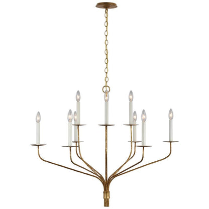 Minimalistische Kroonluchter met Slanke Armen en Kaarsvormige Fittingen – Moderne Design Hanglamp in Messing, Zwart of Nikkel