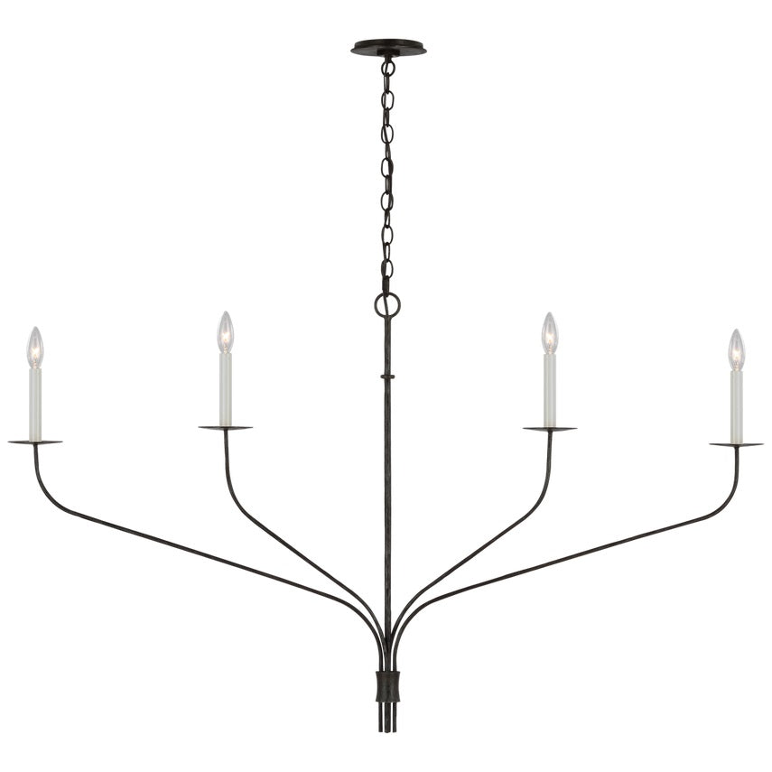 Minimalistische Kroonluchter met Slanke Armen en Kaarsvormige Fittingen – Moderne Design Hanglamp in Messing, Zwart of Nikkel