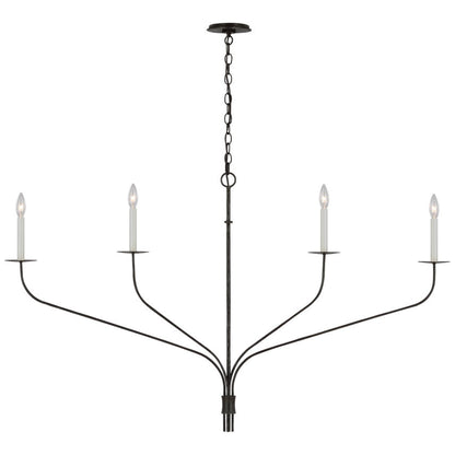 Minimalistische Kroonluchter met Slanke Armen en Kaarsvormige Fittingen – Moderne Design Hanglamp in Messing, Zwart of Nikkel