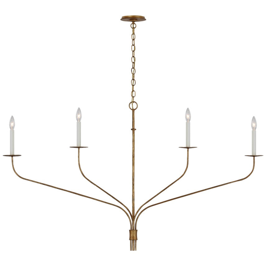 Minimalistische Kroonluchter met Slanke Armen en Kaarsvormige Fittingen – Moderne Design Hanglamp in Messing, Zwart of Nikkel