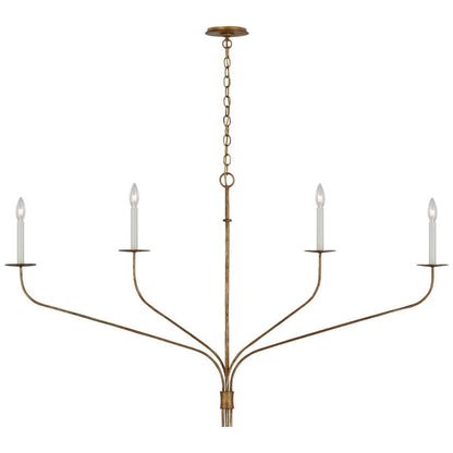 Minimalistische Kroonluchter met Slanke Armen en Kaarsvormige Fittingen – Moderne Design Hanglamp in Messing, Zwart of Nikkel