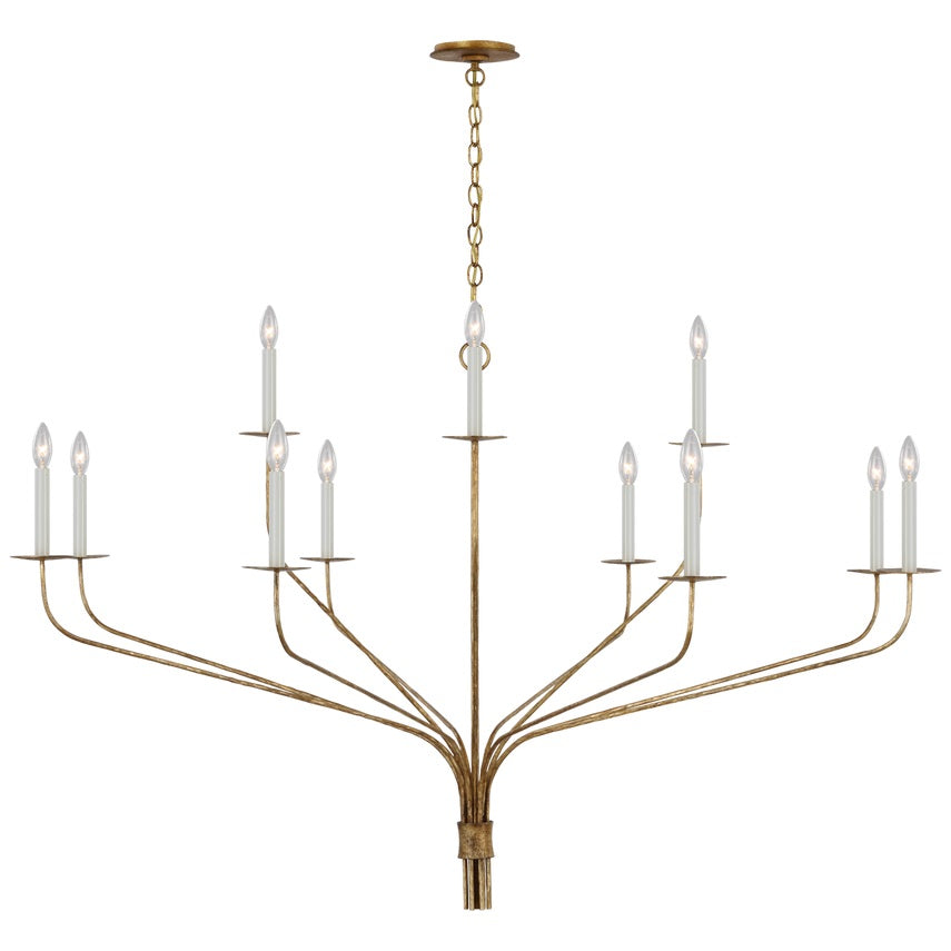 Minimalistische Kroonluchter met Slanke Armen en Kaarsvormige Fittingen – Moderne Design Hanglamp in Messing, Zwart of Nikkel