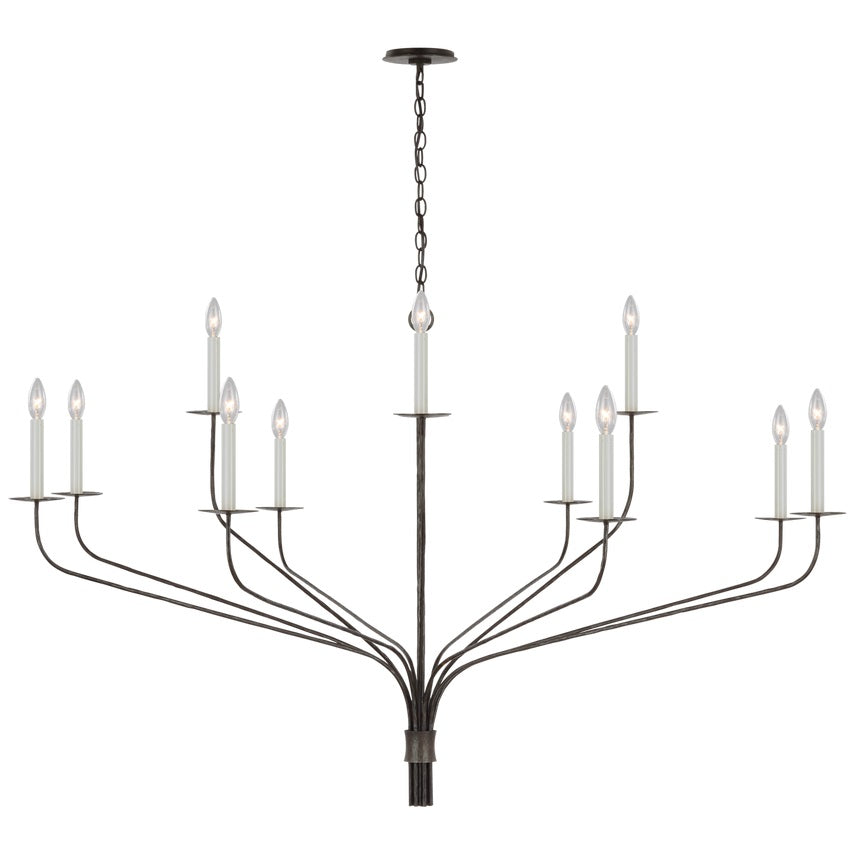 Minimalistische Kroonluchter met Slanke Armen en Kaarsvormige Fittingen – Moderne Design Hanglamp in Messing, Zwart of Nikkel