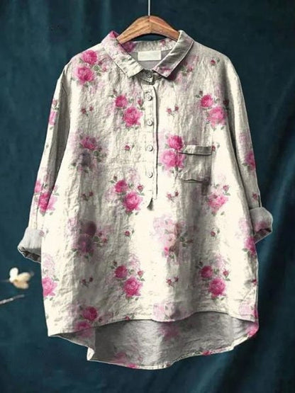 Bella Witte Blouse Dames | Luchtige Pasvorm met Bloemenprint 10