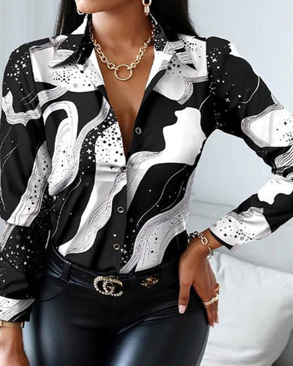 Vrouwelijke Blouse Lange Mouwen Katoen Elegante Stijl - StudioMarella