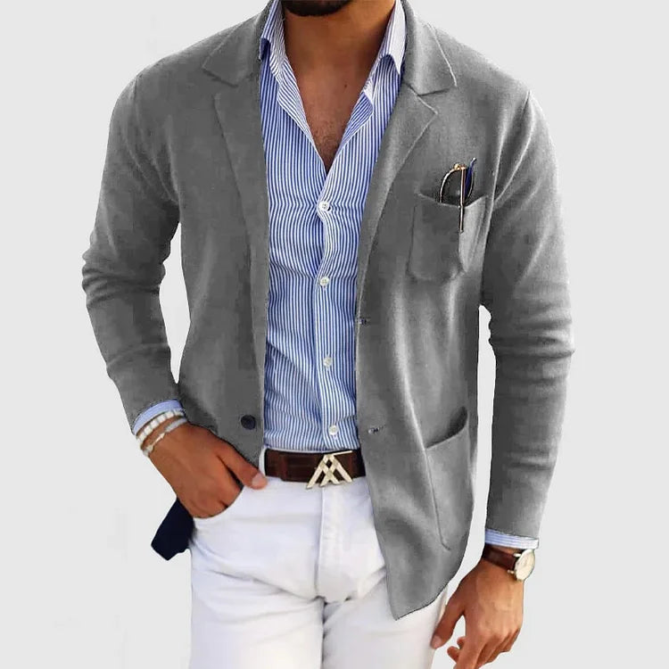 Heren Blazer Donkergrijs Slimfit Elegante Stijl