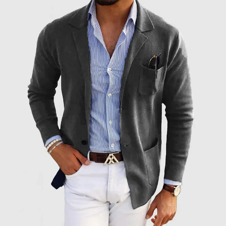 Heren Blazer Donkergrijs Slimfit Elegante Stijl