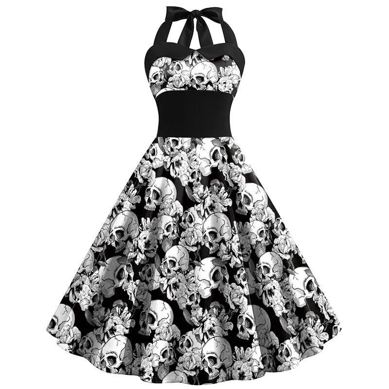 Midi Jurk met Schedel Print Rokjurk voor Vrouw - StudioMarella
