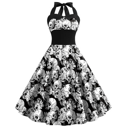 Midi Jurk met Schedel Print Rokjurk voor Vrouw - StudioMarella