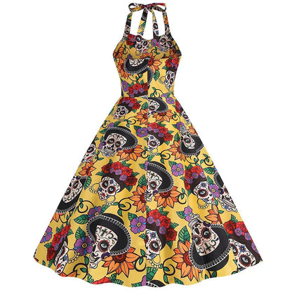Midi Jurk met Schedel Print Rokjurk voor Vrouw
