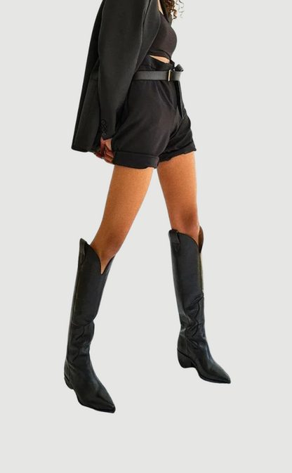 Cowboylaarzen Zwart Leer Moderne Stijl