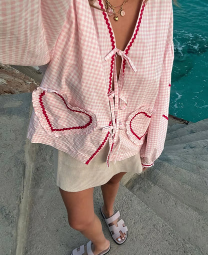 Betty | Romantische Blouse Dames met Hartprint 2
