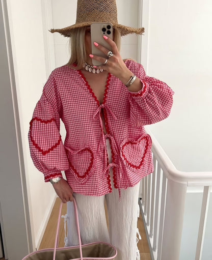 Betty | Romantische Blouse Dames met Hartprint 4