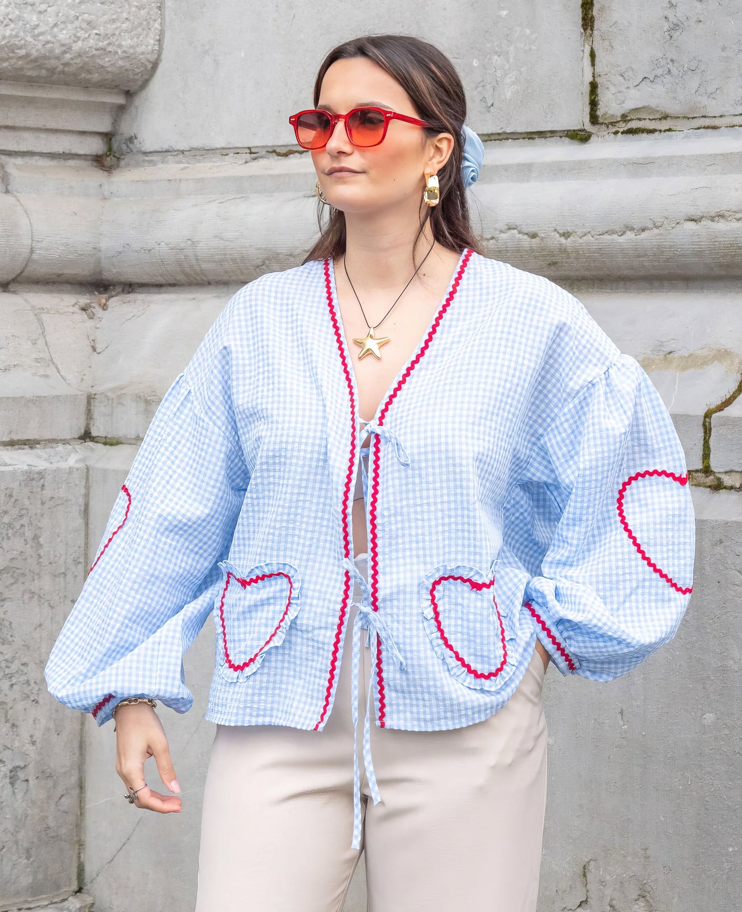 Betty | Romantische Blouse Dames met Hartprint 5