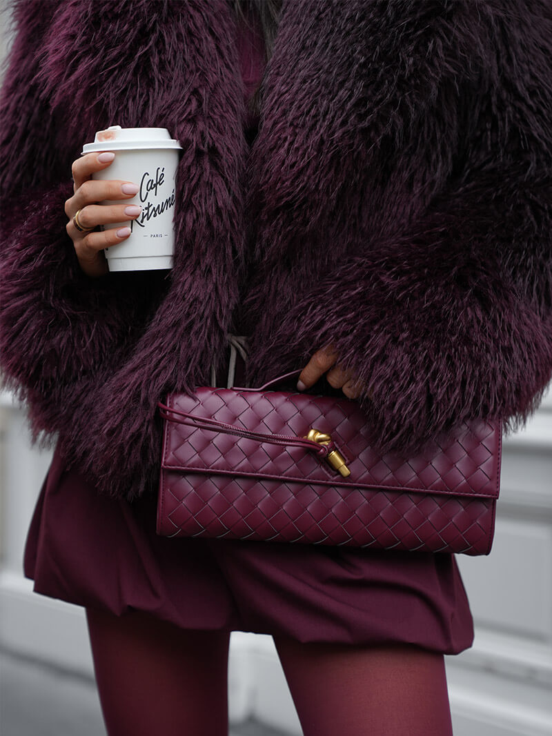 Vegan Leren Clutch Gevlochten Chique Design