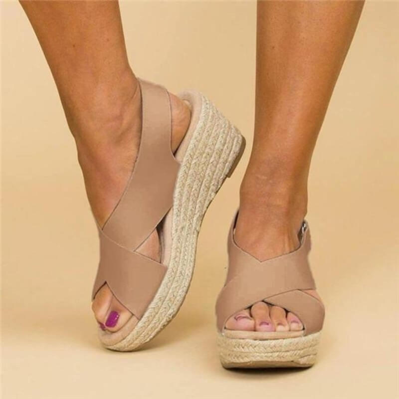 Zomersandalen met Kruisbanden en Sleehak voor Vrouwen