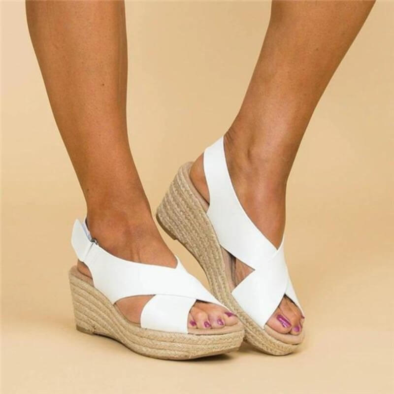 Vrouwenzandalen met Sleehak en Kruisbanden Zomercollectie