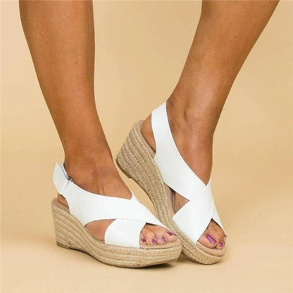 Vrouwenzandalen met Sleehak en Kruisbanden Zomercollectie