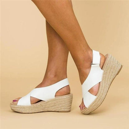 Vrouwenzandalen met Sleehak en Kruisbanden Zomercollectie