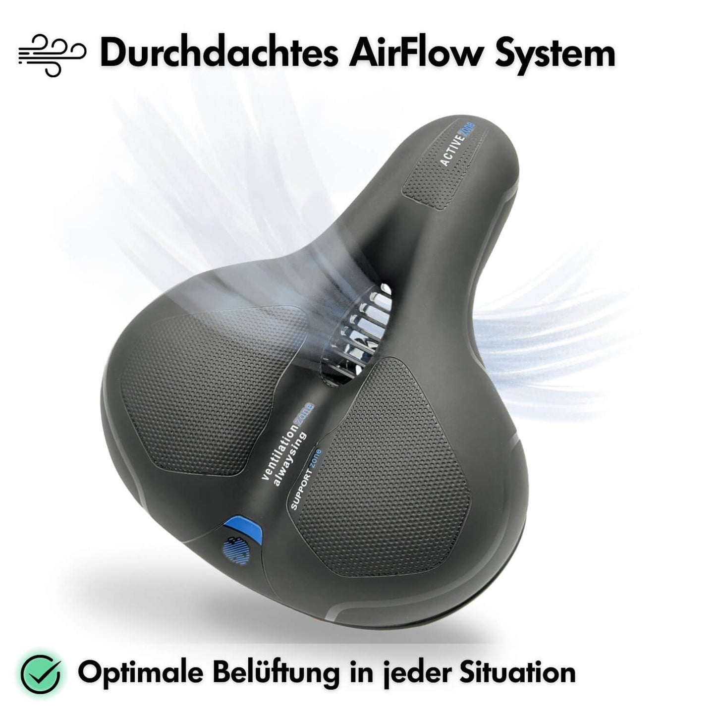 Ergonomisch Fietszadel met Gel-Demping - Comfortzadel voor Langere Fietstochten - Ademend en Drukverlagend - Universele Pasvorm