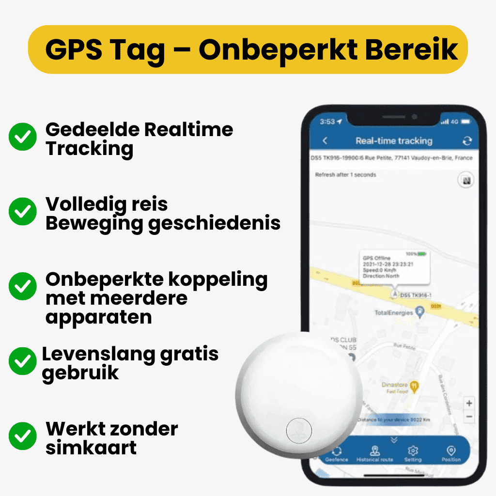 GPS-tracker voor Fiets Realtime Locatiebepaling zonder Abonnement