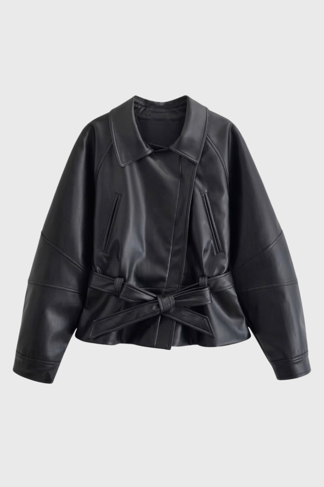 Dames Biker Jas Kort met Ceintuur Stijlvol Casual - StudioMarella