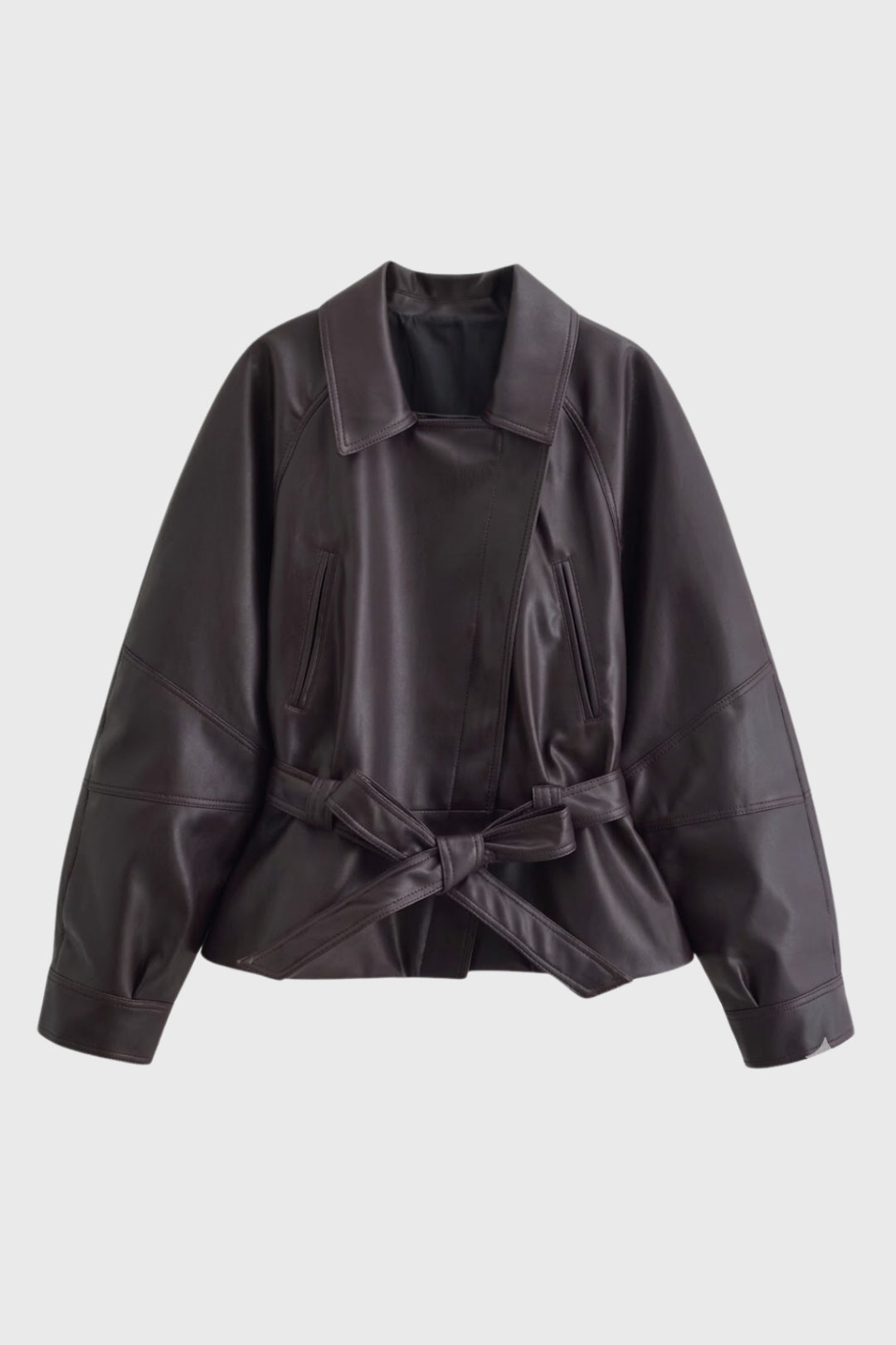 Dames Biker Jas Kort met Ceintuur Stijlvol Casual