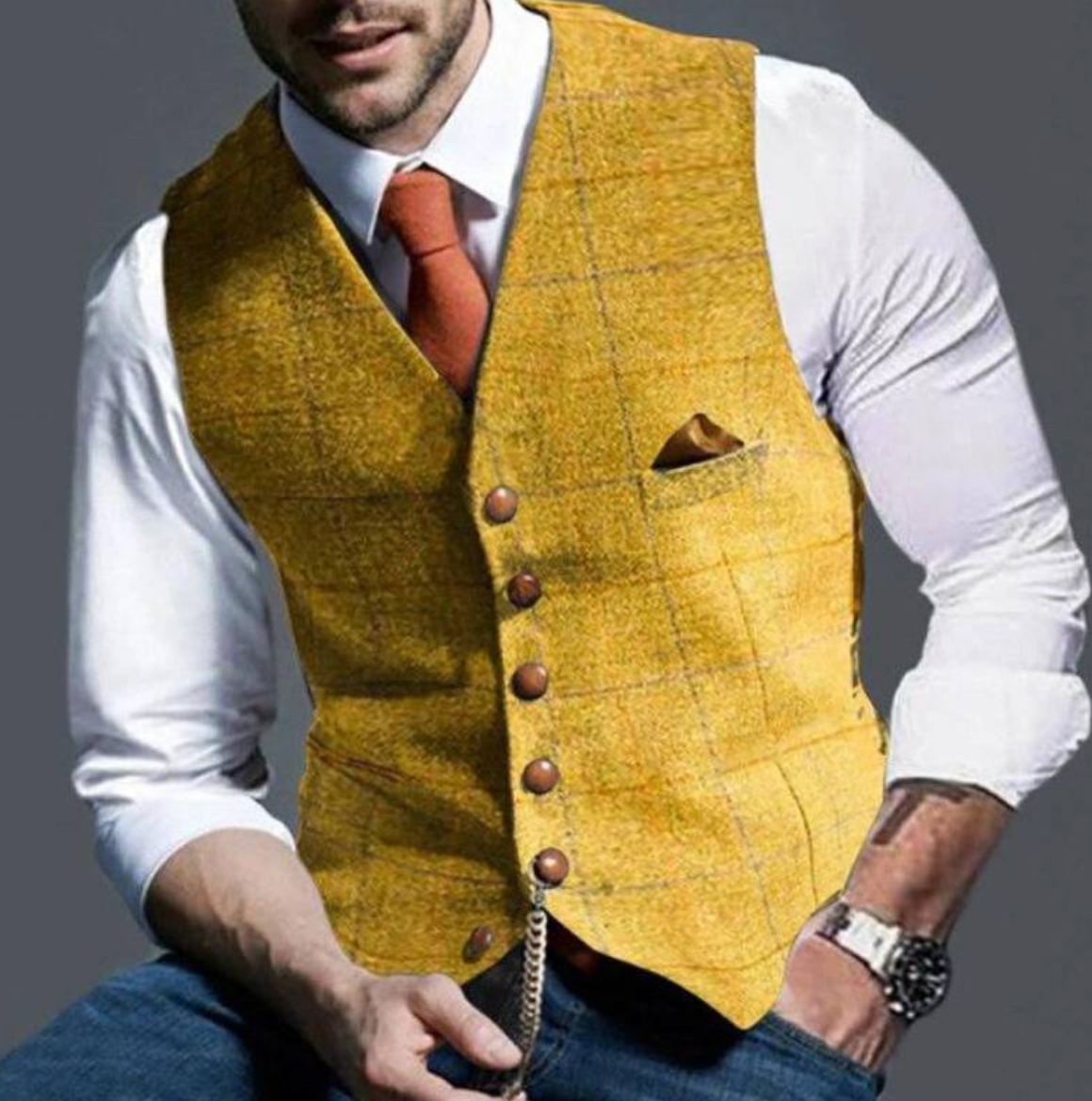 Heren Gilet Vintage Stijl Klassiek Elegant