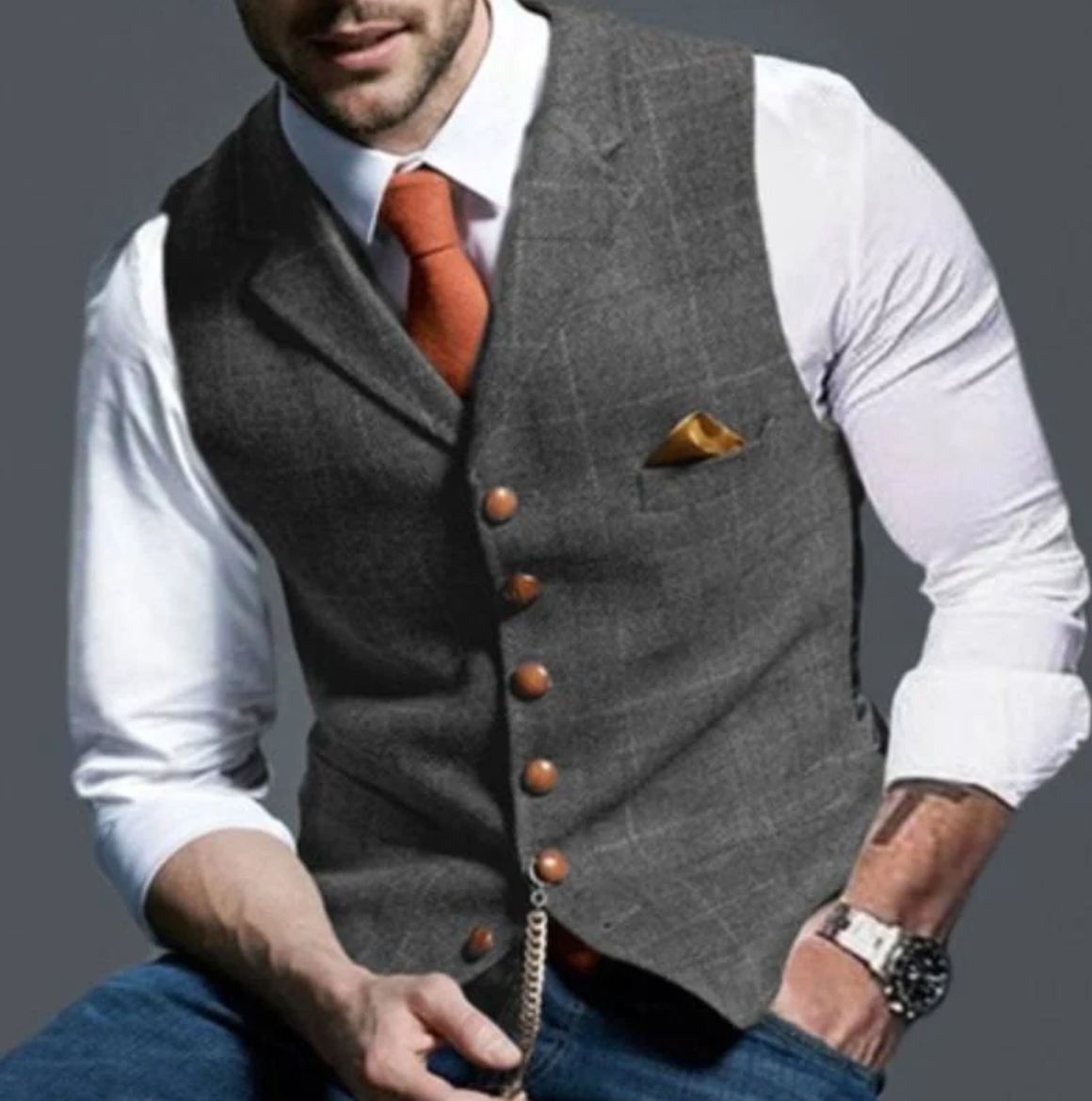 Heren Gilet Vintage Stijl Klassiek Elegant