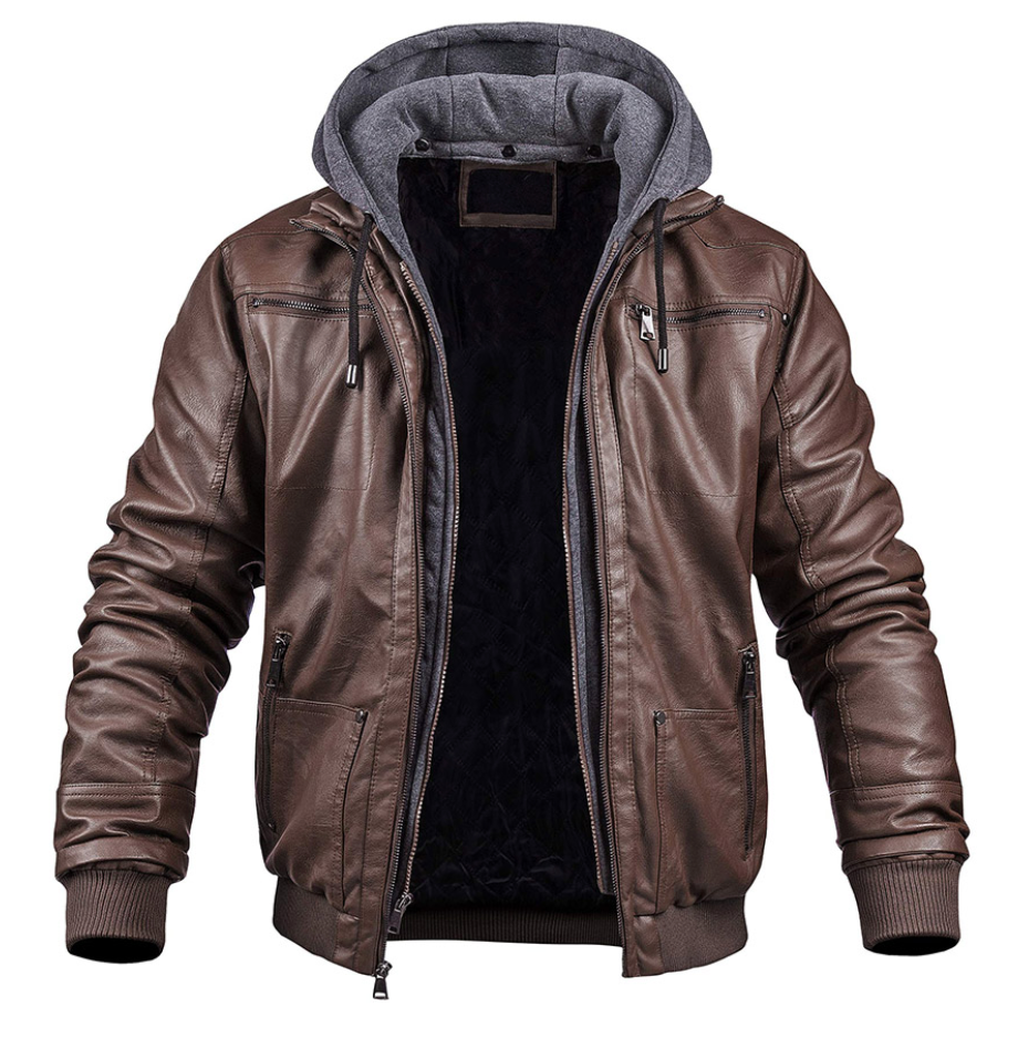 Leren Jas Heren Winter Parka met Capuchon