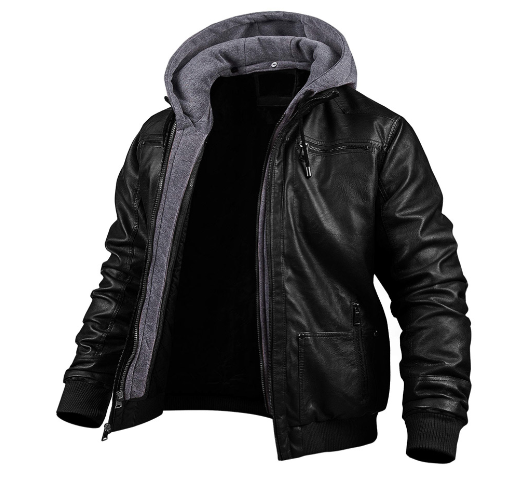 Leren Jas Heren Winter Parka met Capuchon