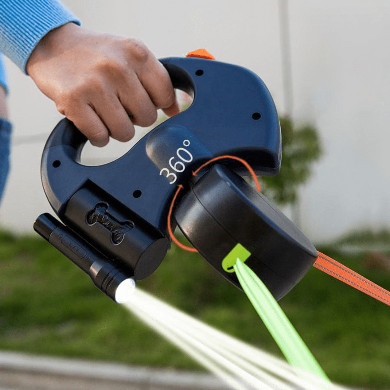 Dubbele Hondenriem Intrekbaar 4 Meter 2 Honden Tot 40kg | Duo Hondenriem Anti-ontwarring Zaklamp Reflecterend Wandelen