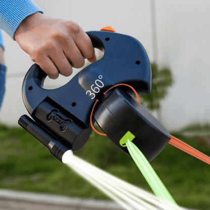 Dubbele Hondenriem Intrekbaar 4 Meter 2 Honden Tot 40kg | Duo Hondenriem Anti-ontwarring Zaklamp Reflecterend Wandelen