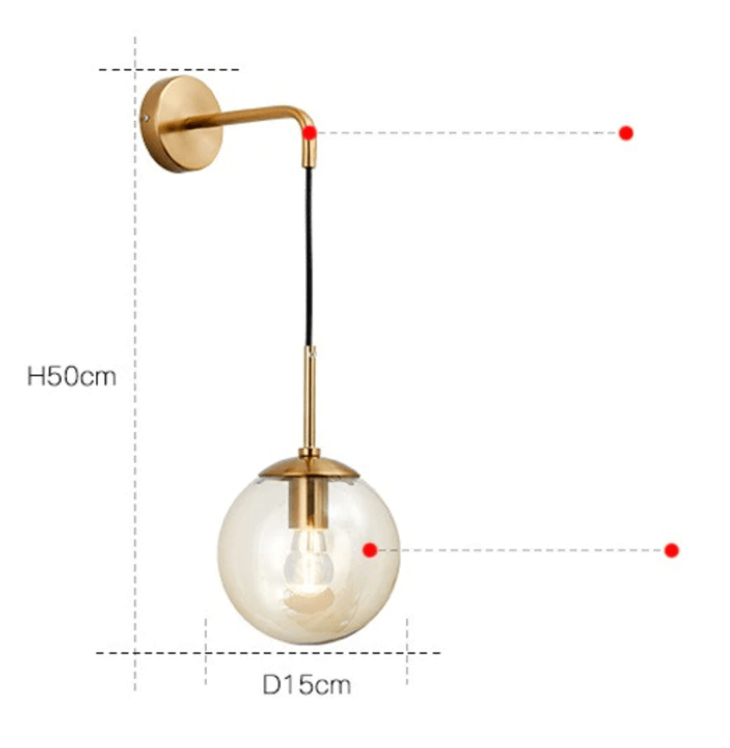 Glazen Wandlamp met Metalen Armatuur – Moderne Wandverlichting voor Hal, Slaapkamer en Woonkamer