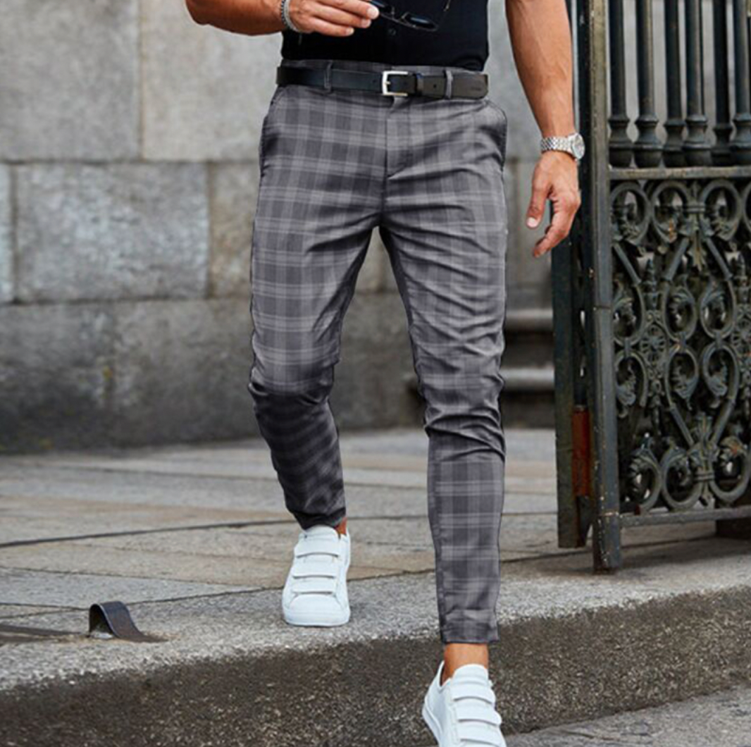 Geruite Herenbroek Stijlvolle Fit Casual Stof