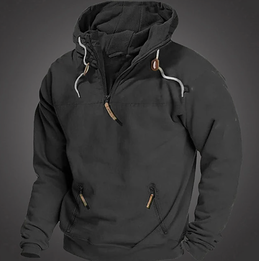 Heren Winter Hoodie Warm Stijlvol Zwart - StudioMarella