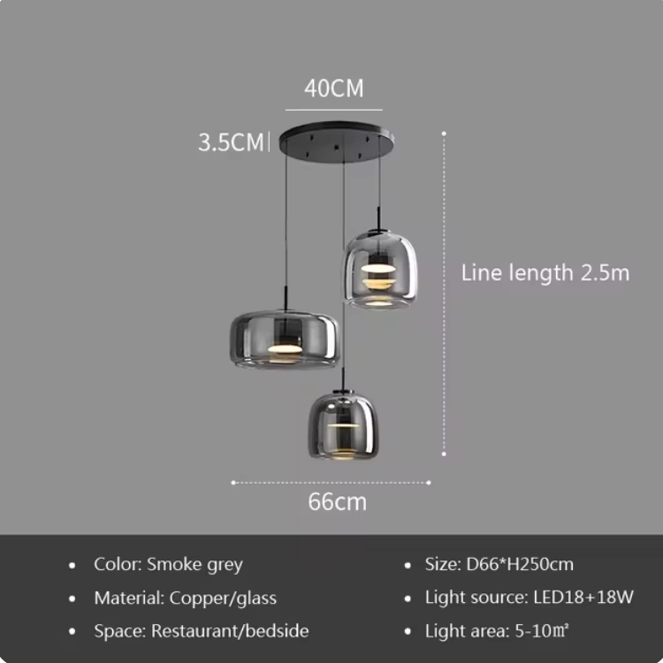 Scandinavische Glazen Hanglamp – Warm Sfeerlicht met Amber, Helder of Grijs Glas – Ø 15, 25 of 35 cm – Moderne Verlichting voor Keuken, Eetkamer en Woonkamer