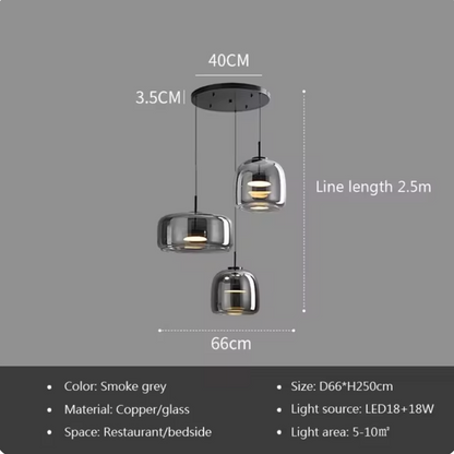 Scandinavische Glazen Hanglamp – Warm Sfeerlicht met Amber, Helder of Grijs Glas – Ø 15, 25 of 35 cm – Moderne Verlichting voor Keuken, Eetkamer en Woonkamer