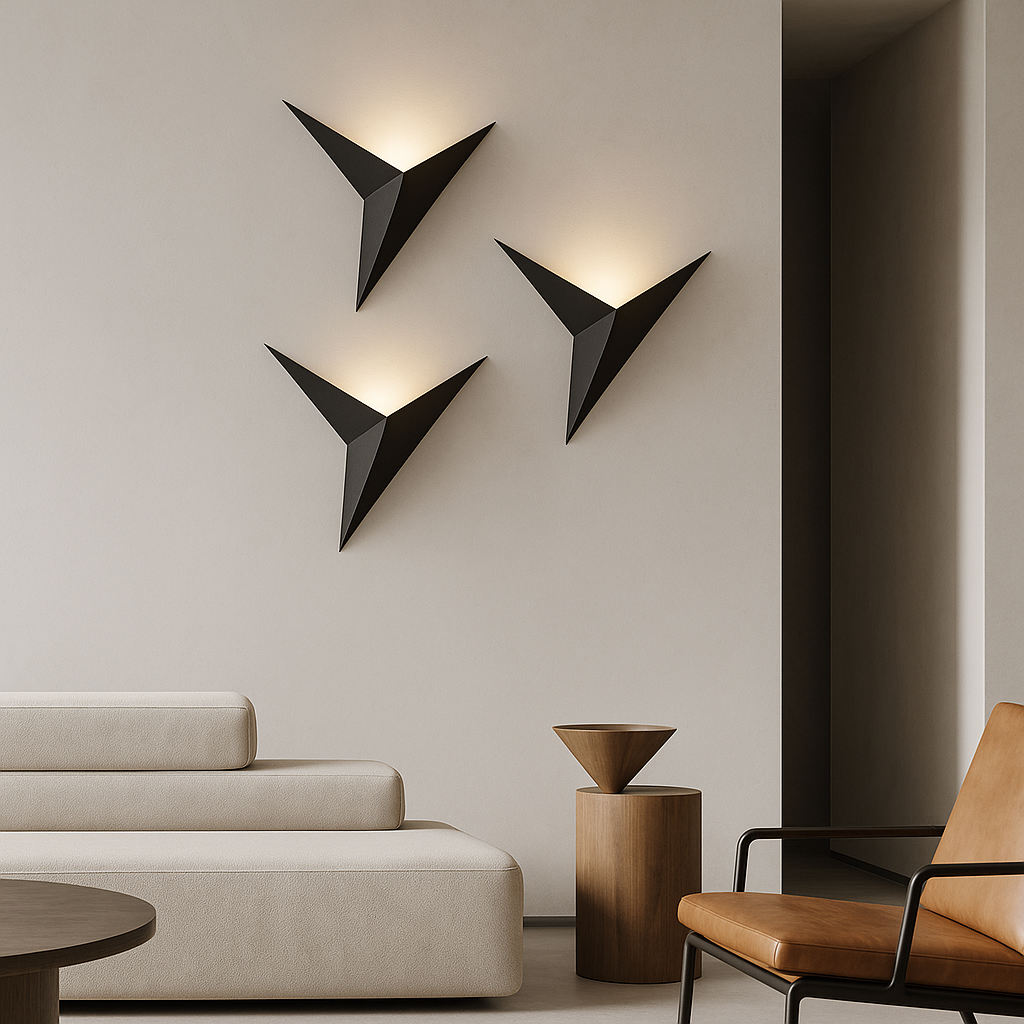 Vogel wandlamp ijzer zwart wandverlichting slaapkamer woonkamer minimalistisch design origami stijl LED