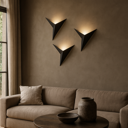 Vogel wandlamp ijzer zwart wandverlichting slaapkamer woonkamer minimalistisch design origami stijl LED