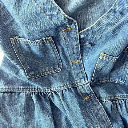 Denim Jurk met Schouderbandjes Blauw