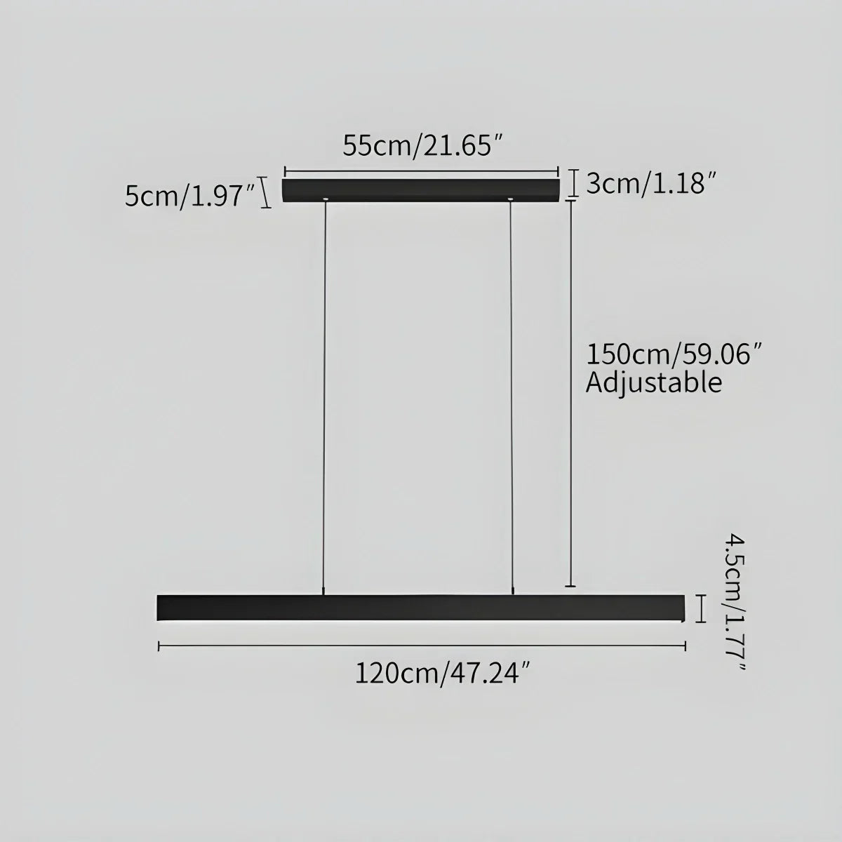 Lineaire hanglamp LED aluminium zwart kookeiland eettafel kantoor moderne plafondverlichting minimalistische hanglamp